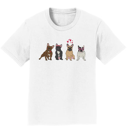 Frenchie Love Line Up - Kids' Unisex T-Shirt