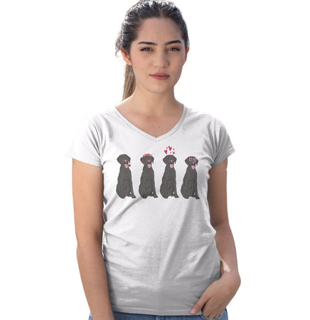 Black Lab Love Line Up - Women's V-Neck T-Shirt