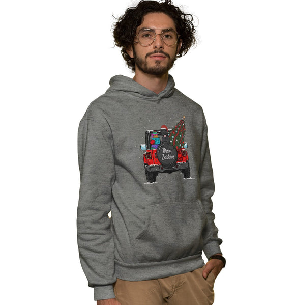 Christmas Jeep Black Lab - Adult Unisex Hoodie Sweatshirt