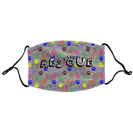 Colorful Paw Prints - Rescue - Adult Adjustable Face Mask