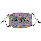 Colorful Paw Prints - Rescue - Adult Adjustable Face Mask