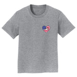 USA Flag Heart Jack Russell Terrier Running Left Chest - Kids' Unisex T-Shirt