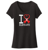 International Elephant Foundation - I Heart Elephants Women's V-Neck Shirt
