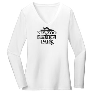 NEW Zoo & Adventure Park - Black & White Logo - Women's V-Neck Long Sleeve T-Shirt
