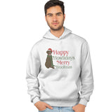 Merry Woofmas Chocolate Lab - Adult Unisex Hoodie Sweatshirt