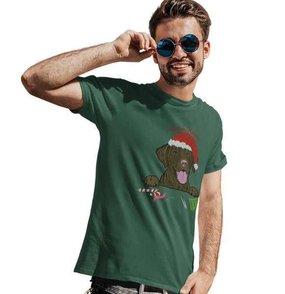  - Santa Helper Chocolate Lab - Adult Unisex T-Shirt