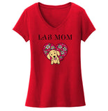 Flower Heart Yellow Lab Mom - Women's V-Neck T-Shirt