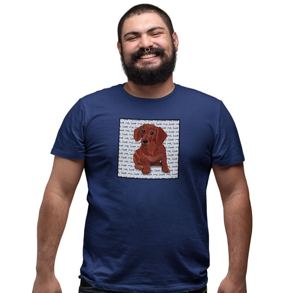 Red Dachshund Love Text - T-Shirt