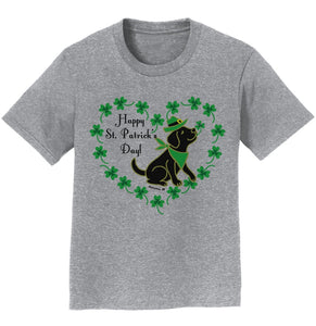 St. Patrick's Day Clover Heart Black Lab - Kids' Unisex T-Shirt