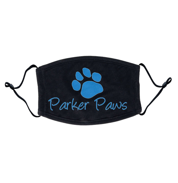 Parker Paws Blue Paw Print Logo - Adult Adjustable Face Mask