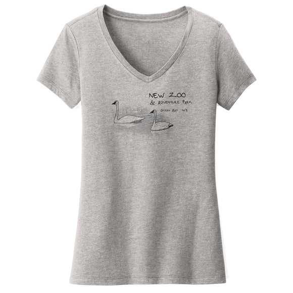 NEW Zoo Trumpeter Swans Outline - Women's V-Neck T-Shirt