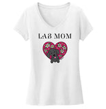 Flower Heart Black Lab Mom - Women's V-Neck T-Shirt