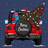 Christmas Jeep Chocolate Lab - Adult Unisex Hoodie Sweatshirt