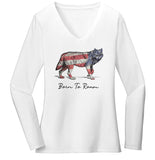 Wolf Flag Overlay - Women's V-Neck Long Sleeve T-Shirt