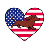USA Flag Heart Red Smooth Doxie Running Left Chest - Kids' Unisex T-Shirt