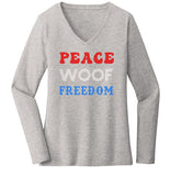 Peace Woof Freedom - Women's V-Neck Long Sleeve T-Shirt