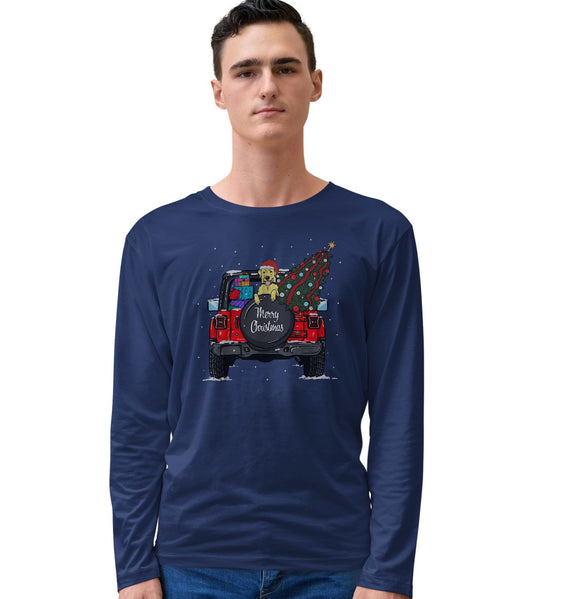 Christmas Jeep Yellow Lab - Adult Unisex Long Sleeve T-Shirt