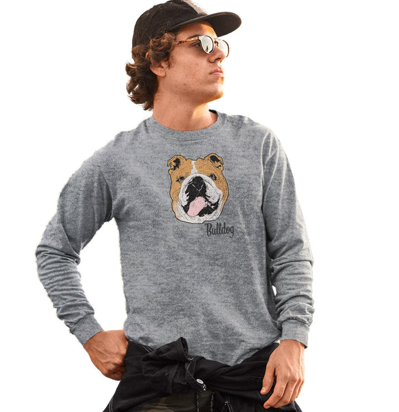 Animal Pride - Bulldog Headshot - Adult Unisex Long Sleeve T-Shirt