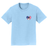 USA Flag Heart Boston Terrier Face Left Chest - Kids' Unisex T-Shirt