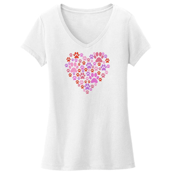 Pink Paw Heart - Women's V-Neck T-Shirt