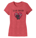 Flower Heart Black Lab Mom - Women's Tri-Blend T-Shirt