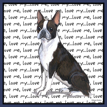 Boston Terrier Love Text - Adult Unisex Hoodie Sweatshirt