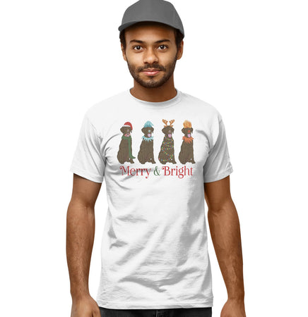 Chocolate Lab Christmas Line Up - Adult Unisex T-Shirt
