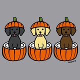 3 Pumpkin Lab Pups Left Chest - Adult Unisex Full-Zip Hoodie Sweatshirt