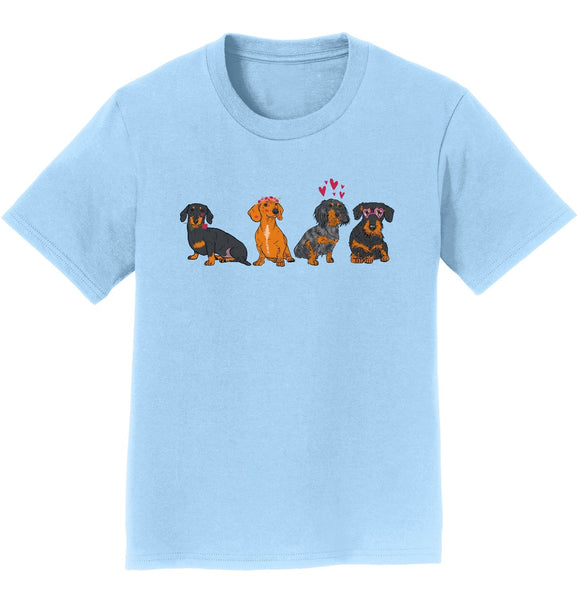  - Dachshund Love Line Up - Kids' Unisex T-Shirt
