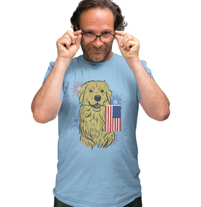 Animal Pride - USA Flag Golden - Adult Unisex T-Shirt