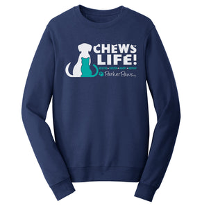 Parker Paws Chews Life - Adult Unisex Crewneck Sweatshirt