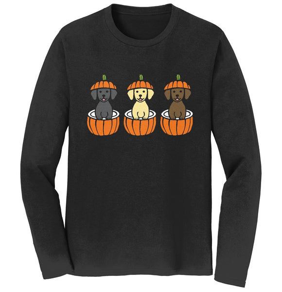 3 Pumpkin Lab Pups - Adult Unisex Long Sleeve T-Shirt
