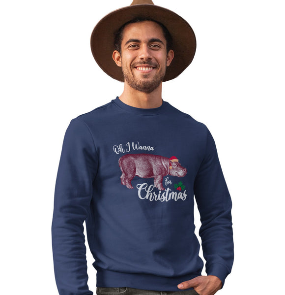 NEW Zoo & Adventure Park - Hippopotamus for Christmas - Adult Unisex Crewneck Sweatshirt