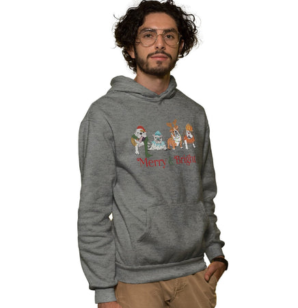 Bulldog Christmas Line Up - Adult Unisex Hoodie Sweatshirt
