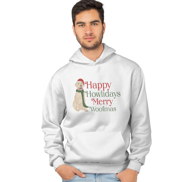 Merry Woofmas Yellow Lab - Adult Unisex Hoodie Sweatshirt