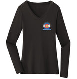 Golden Retriever Freedom Rescue Colorado Flag Logo - Left Chest - Ladies' V-Neck Long Sleeve T-Shirt