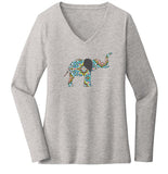Elephant Mosaic - Women's V-Neck Long Sleeve T-Shirt