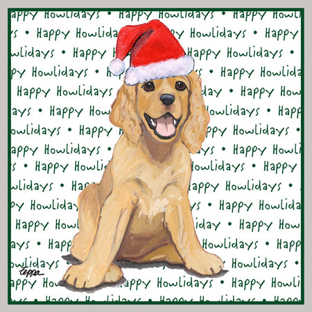 Cocker Spaniel Puppy Happy Howlidays Text - Adult Unisex Crewneck Sweatshirt