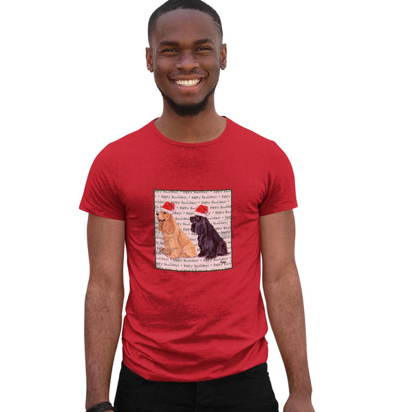 Cocker Spaniel Happy Howlidays Text - Adult Unisex T-Shirt