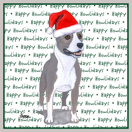 American Staffordshire Terrier Happy Howlidays Text - Adult Unisex Crewneck Sweatshirt