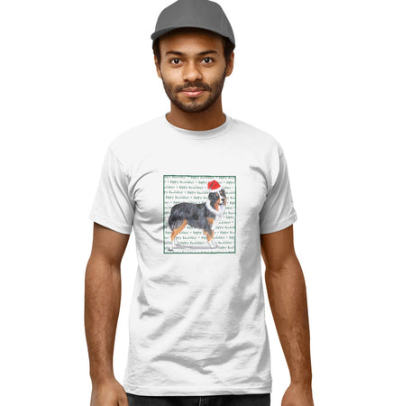 Australian Shepherd Happy Howlidays Text - Adult Unisex T-Shirt