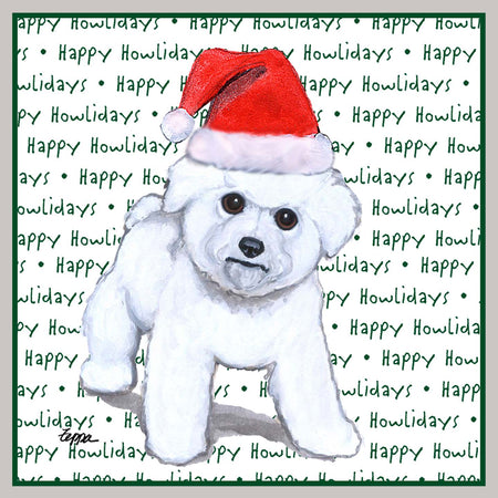 Bichon Frise Puppy Happy Howlidays Text - Adult Unisex Crewneck Sweatshirt