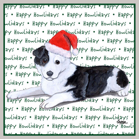 Border Collie Puppy Happy Howlidays Text - Adult Unisex Crewneck Sweatshirt
