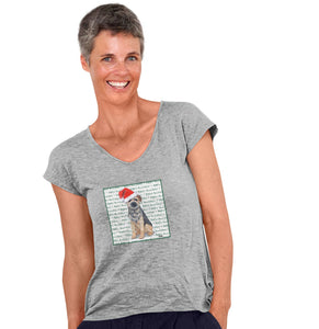 Border Terrier Happy Howlidays Text - Women's V-Neck T-Shirt