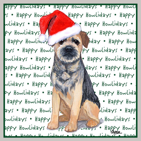 Border Terrier Happy Howlidays Text - Adult Unisex Crewneck Sweatshirt