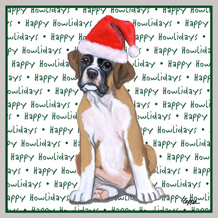 Boxer Puppy Happy Howlidays Text - Adult Unisex Crewneck Sweatshirt
