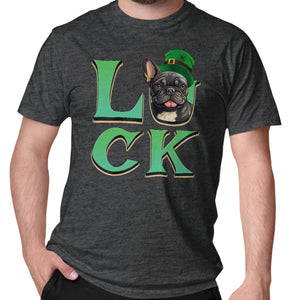 Big LUCK St. Patrick's Day French Bulldog (Black and White) - Adult Unisex T-Shirt