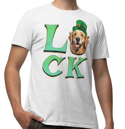 Big LUCK St. Patrick's Day Golden Retriever (Dark Golden) - Adult Unisex T-Shirt