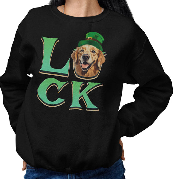 Big LUCK St. Patrick's Day Golden Retriever (Dark Golden) - Adult Unisex Crewneck Sweatshirt