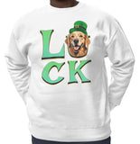 Big LUCK St. Patrick's Day Golden Retriever (Dark Golden) - Adult Unisex Crewneck Sweatshirt